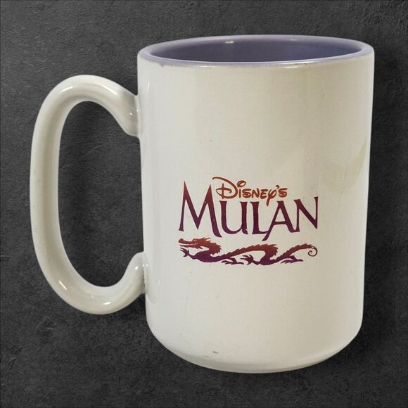Vintage Disney Mulan Ceramic Mug 1990s Made in USA Princess Collectible Purple - Picture 3 of 7